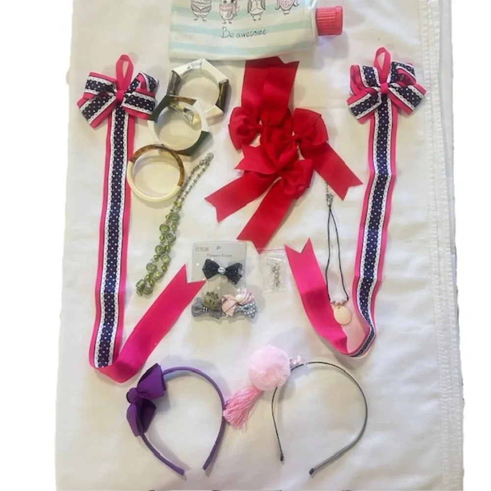 Girls Bits and Bobs Age 2 to 6 Hair Adornments Purse Pencil Bag etc read
